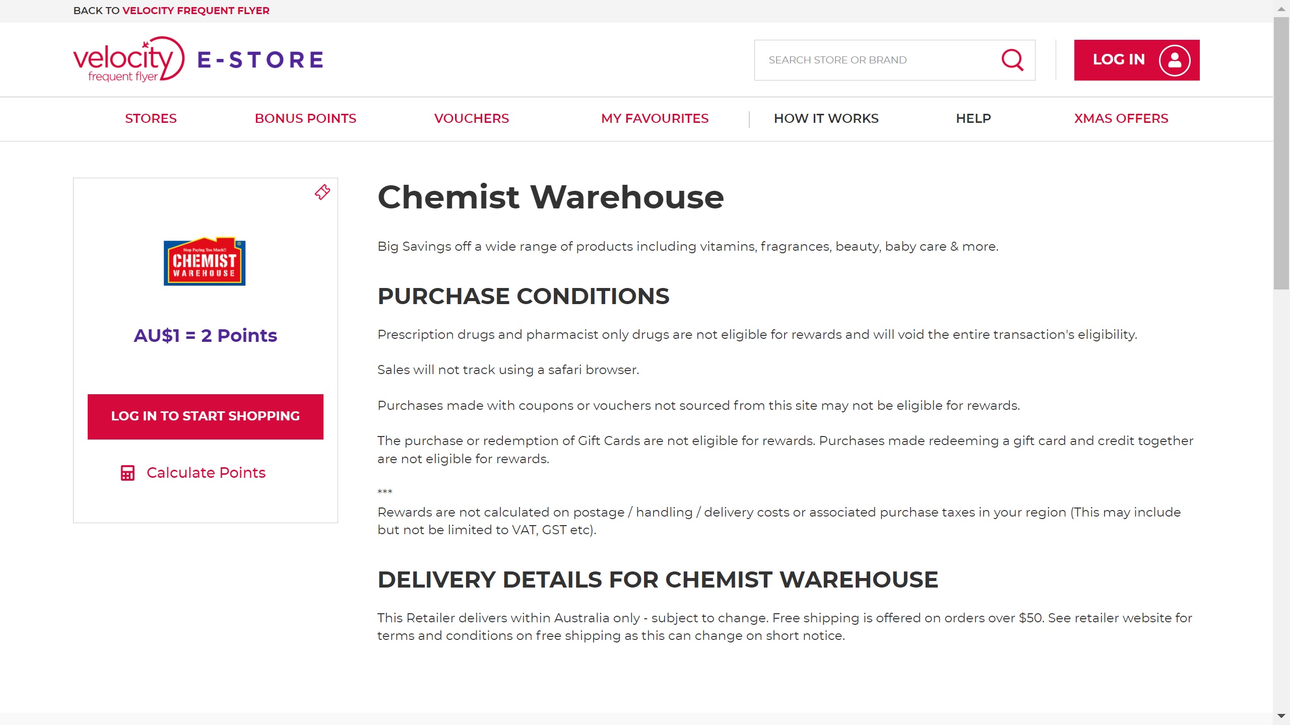 does chemist warehouse price match velocity estore