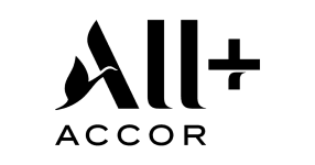 ALL ACCOR logo with a leaf embellishment on the A and a plus sign to the right, ACCOR shown below