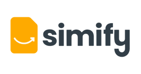 Simify logo featuring an orange rounded square with a curved white arrow, followed by the word 'simify' in dark letters.