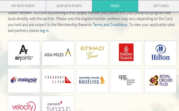 AMEX Membership Rewards points transfer to leading airlines and hotel chains.