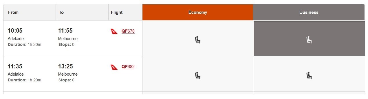 Adelaide to Melbourne flight options