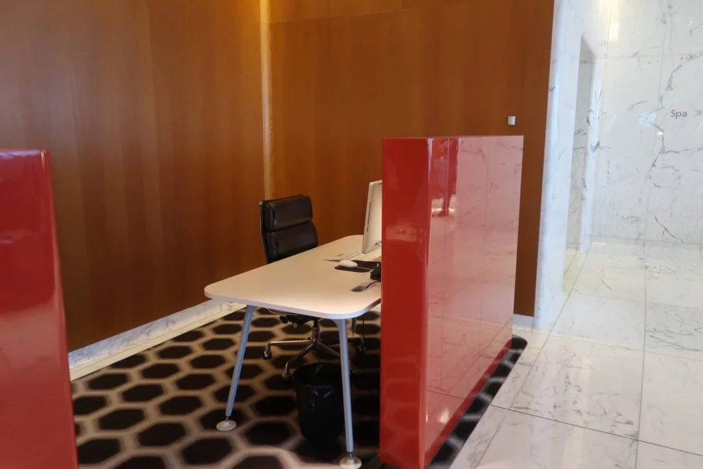 qantas first lounge working area