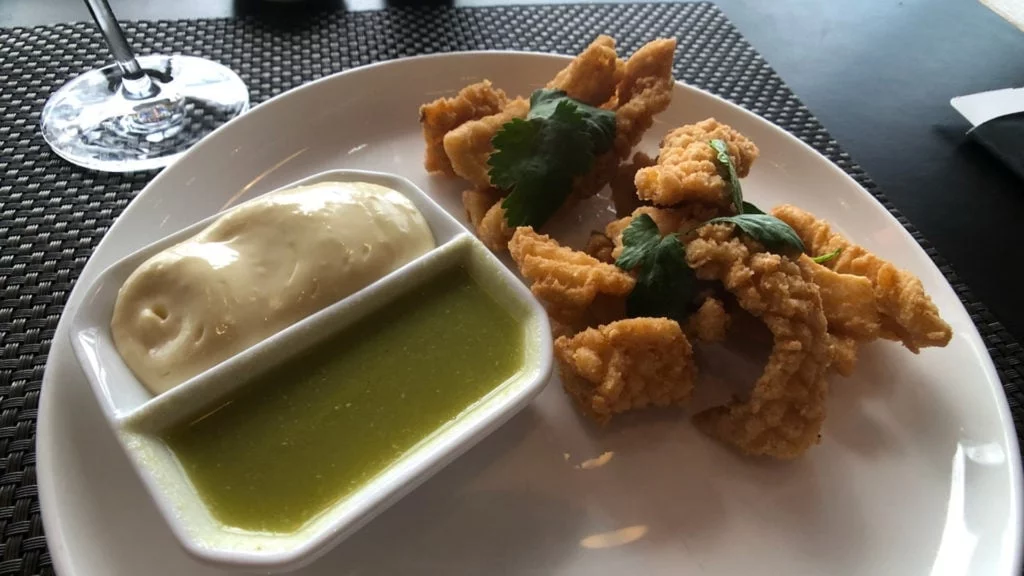 salt and pepper squid served with aioli and dipping sauce
