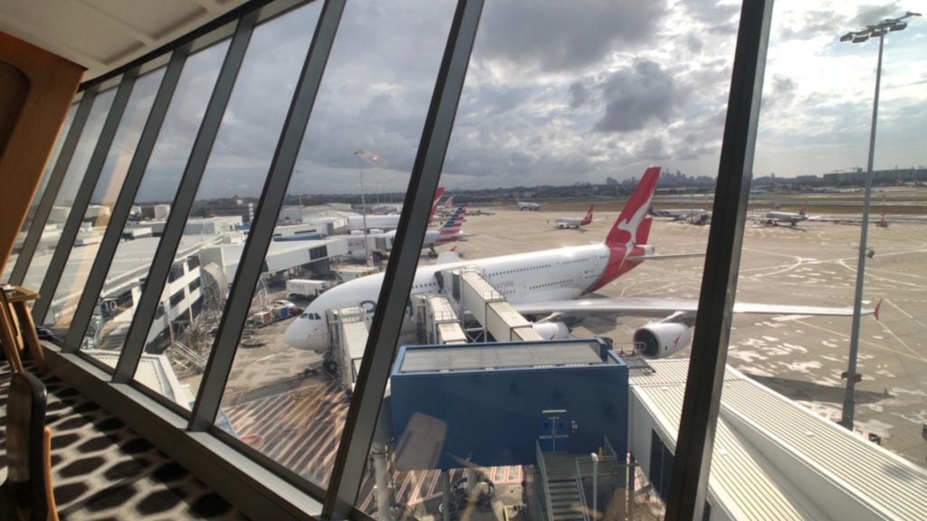 qantas first class lounge view