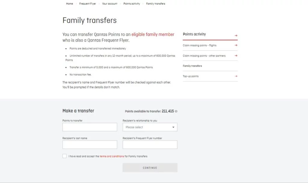 transfer qantas points three