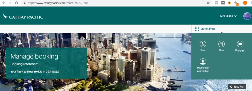 cathay pacific booking page