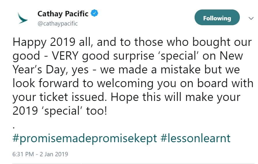 cathay pacific mistake fare