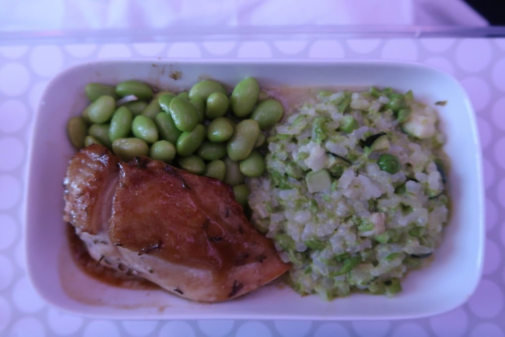 roast chicken breast with herb and risotto - air new zealand premium economy