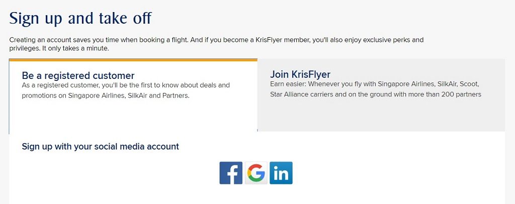 singapore airlines krisflyer register customer