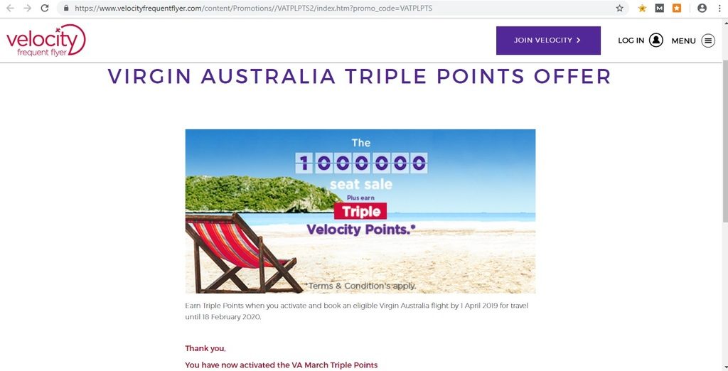 Velocity Triple Points Offer March 2019 | The Champagne Mile