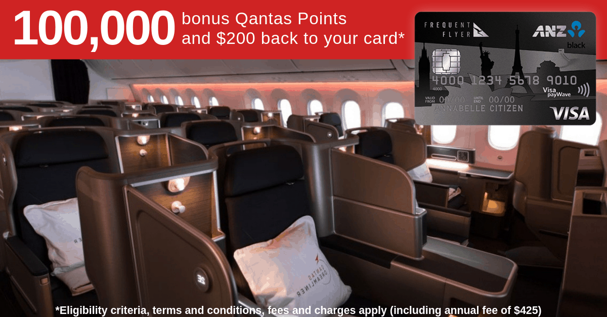 ANZ Frequent Flyer Black 100,000 bonus Qantas Points + 200 back