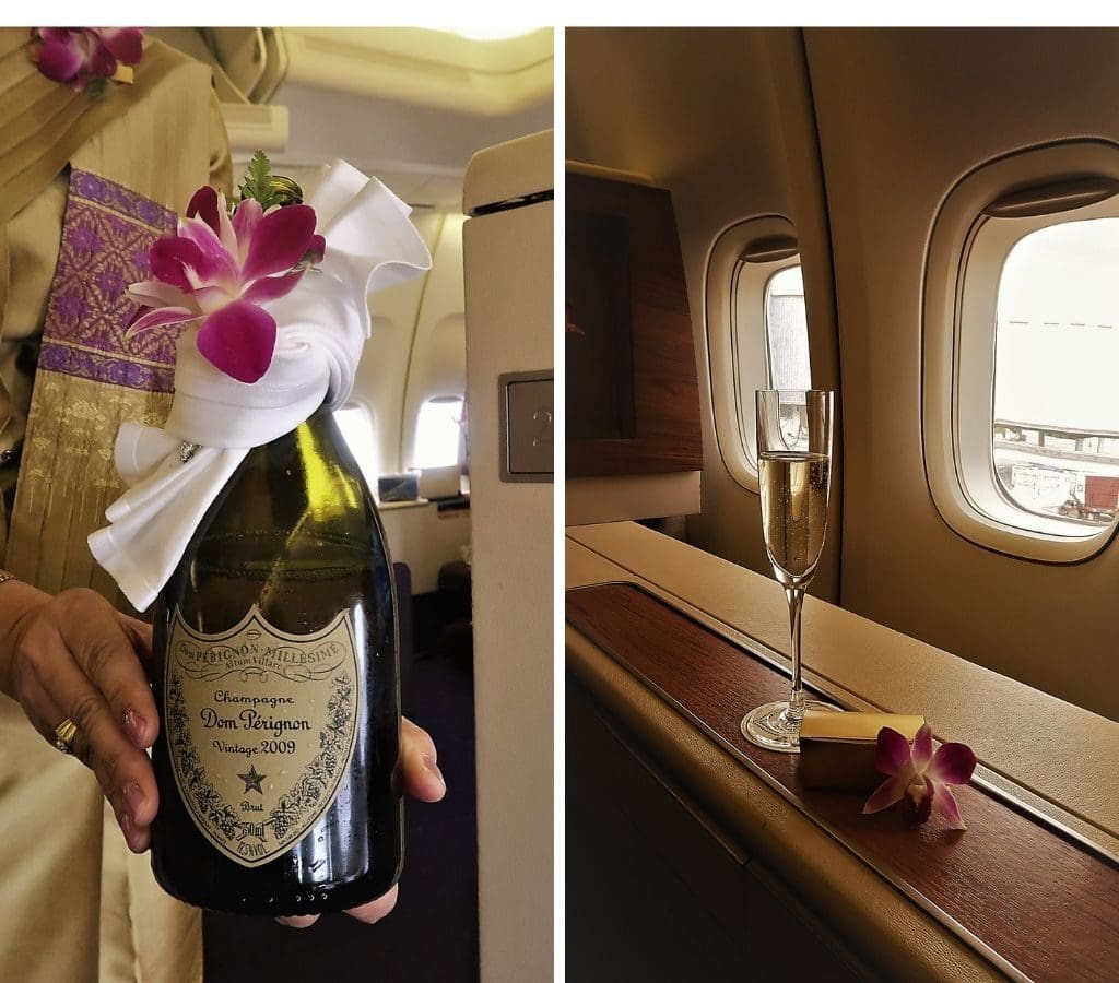 THAI AIRWAYS FIRST CLASS CHAMPAGNE