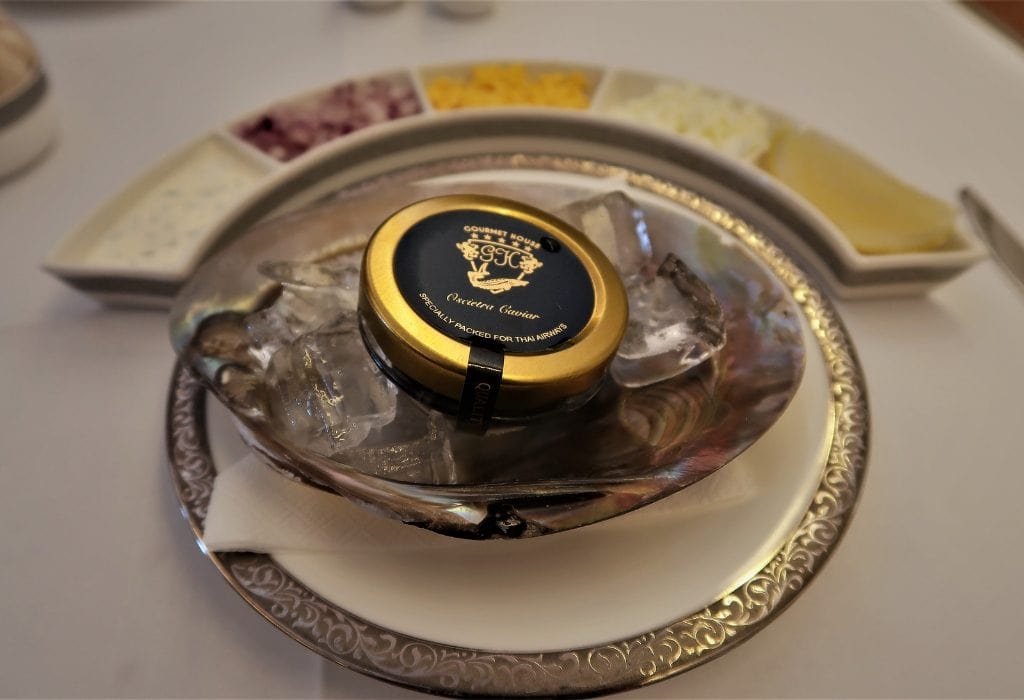 Thai Airways First Class Oscietra Caviar service