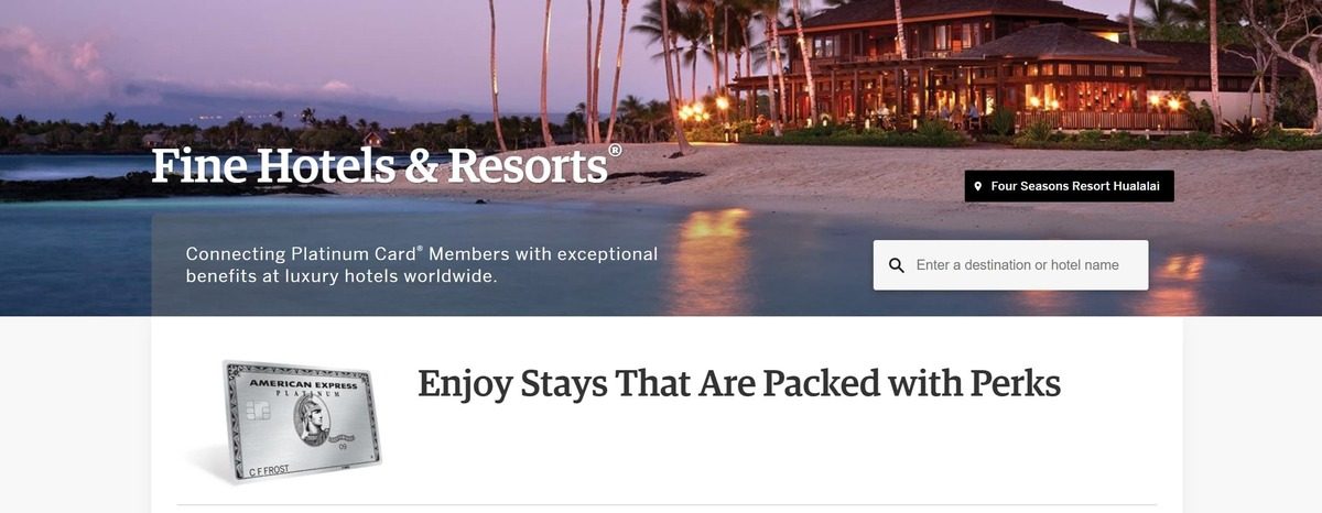 American Express Platinum Business Credit Card Fine Hotels & Resorts