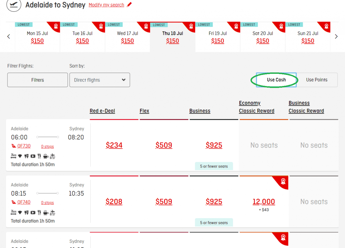 website booking tactics Qantas is using to push Points Plus Pay
