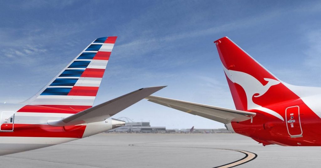 American and Qantas tails