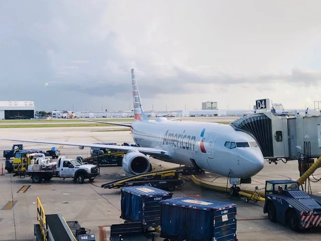 American Airlines Coach Class Review aircraft at gate