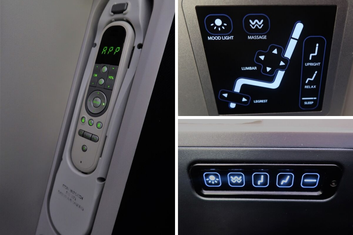 Malaysia Airlines Business Class KUL to ADE pic seat controls montage
