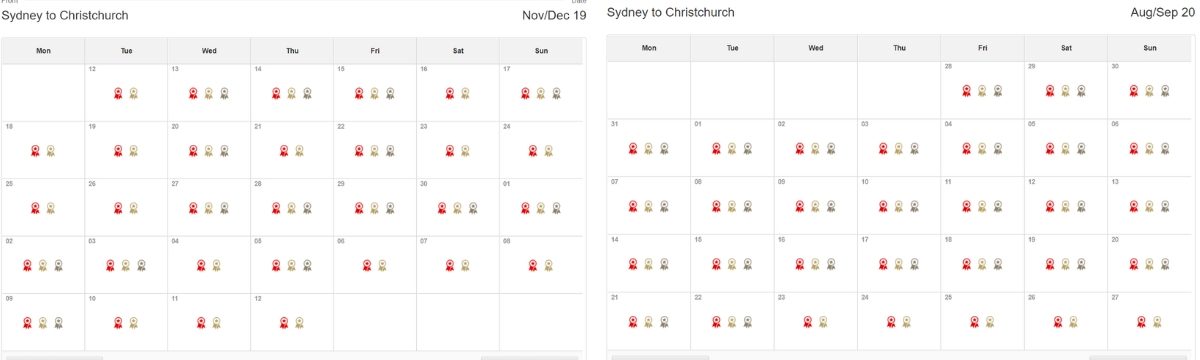 emirates first class availability on qantas website SYD-CHC
