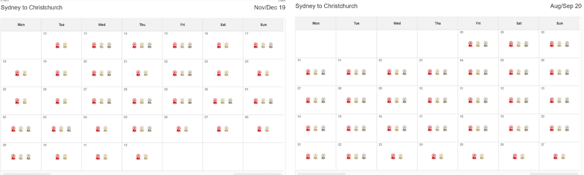 emirates first class availability on qantas website SYD-CHC