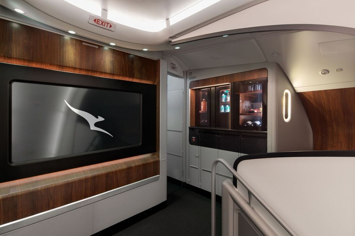 qantas refurbished a380 onboard lounge