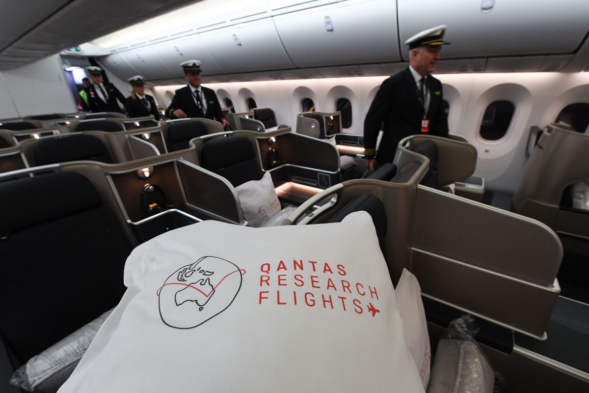 qantas research flight getting ready for takeoff