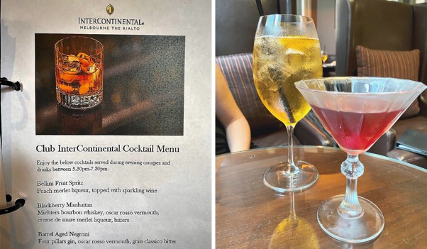 Intercontinental Melbourne The Rialto club lounge cocktail montage Intercontinental Melbourne The Rialto club lounge cocktail montage