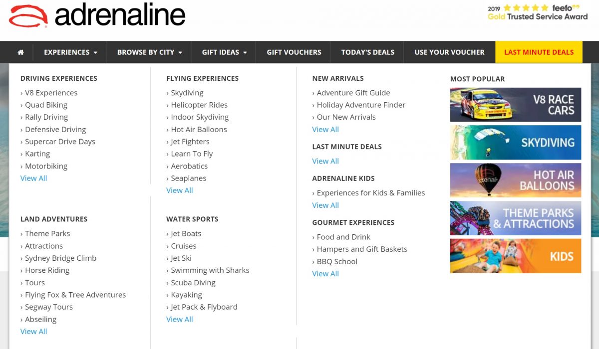 adrenaline experiences page