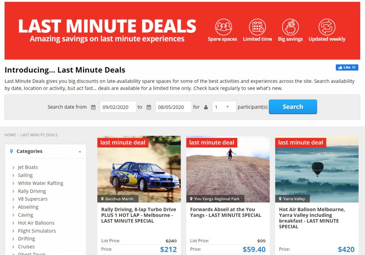 adrenaline last minute deals