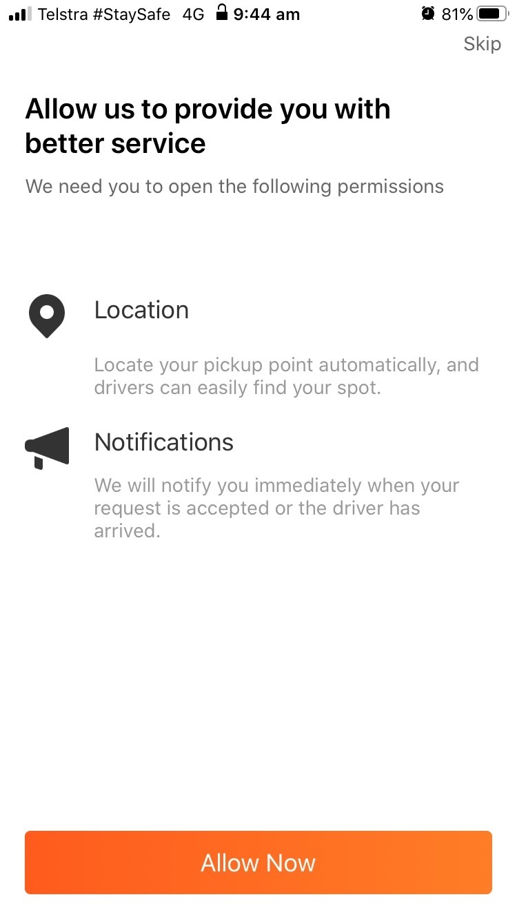 DiDi location and notifications