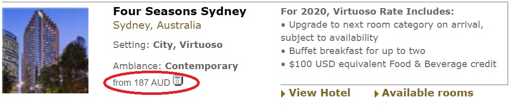 virtuoso rates sydney