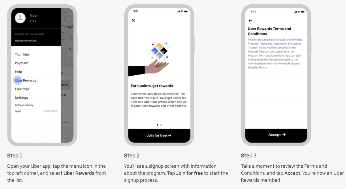 uber rewards joining steps