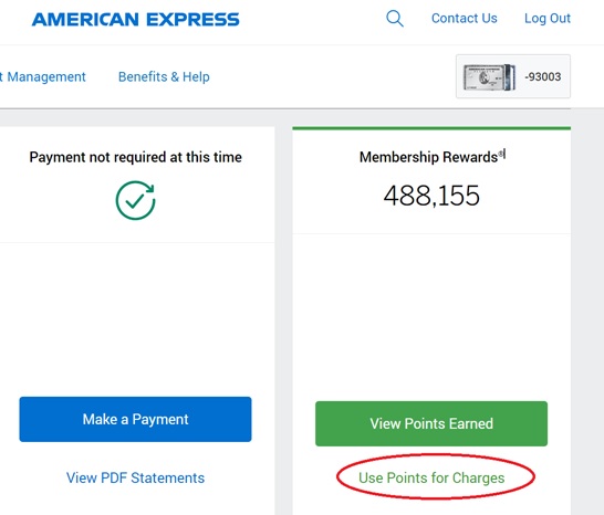 American Express use points for charges