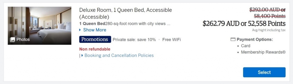 Amex Exclusive Explorer hotel booking