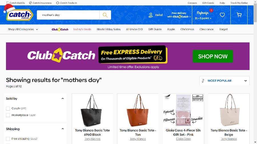 catch dot com mothers day in australia