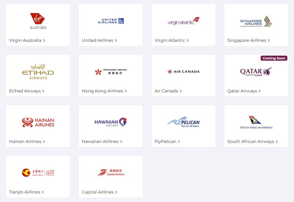 Velocity partner airlines