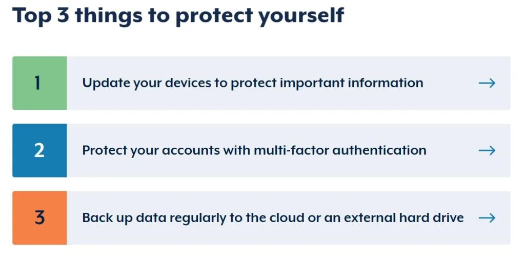 Australian-Cyber-Security-Centre top 3 things to protect yourself from an optus data hack