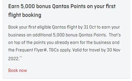 Earn 5,000 bonus Qantas Business Rewards points with first flight bonus