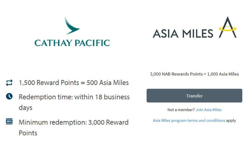 cathay pacific asia miles transfer via other bank rewards programs