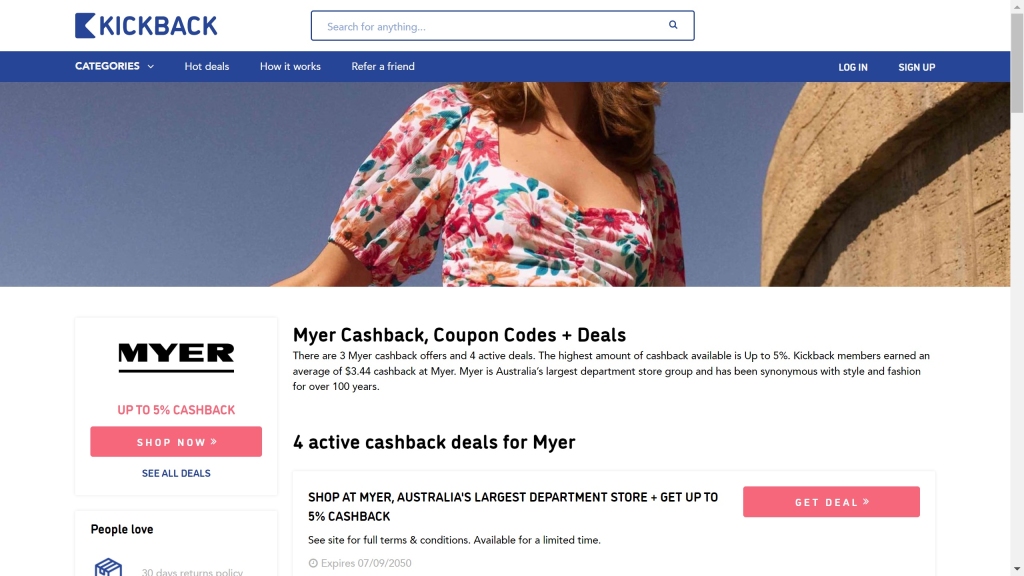 myer price match kickback cashback