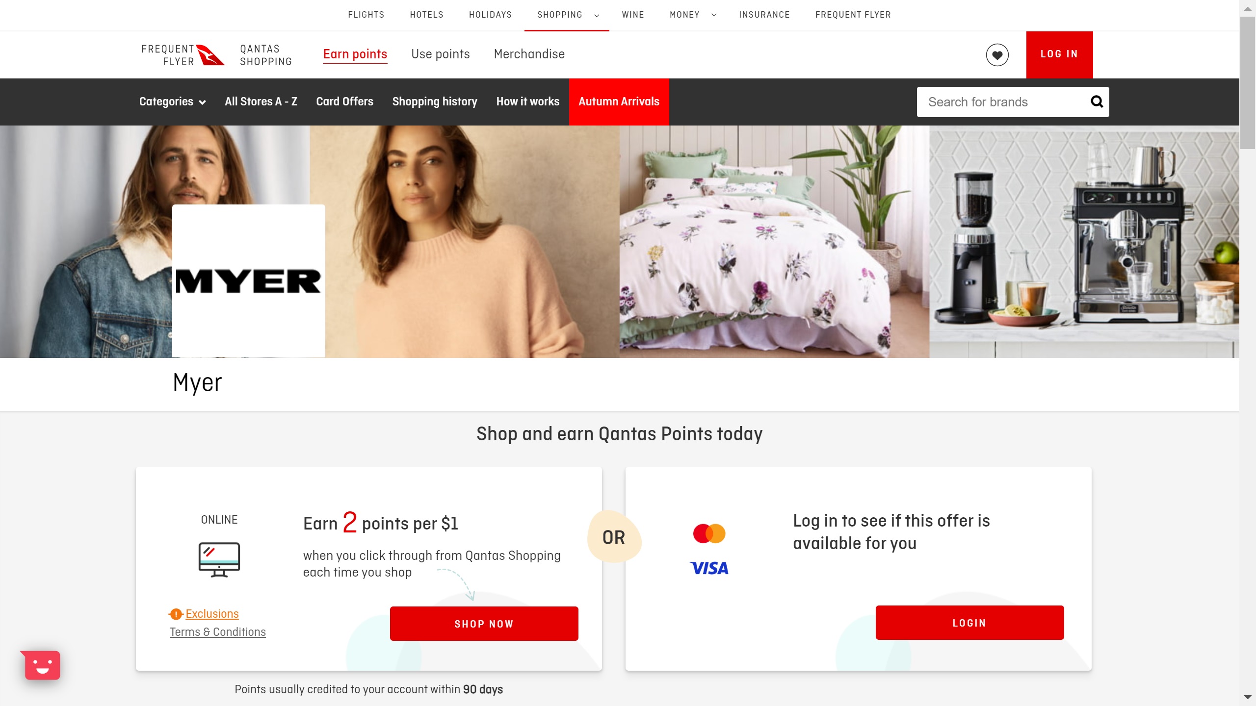 myer price match qantas shopping online