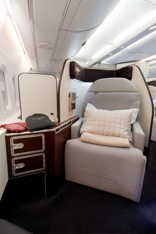 qantas first class stock image