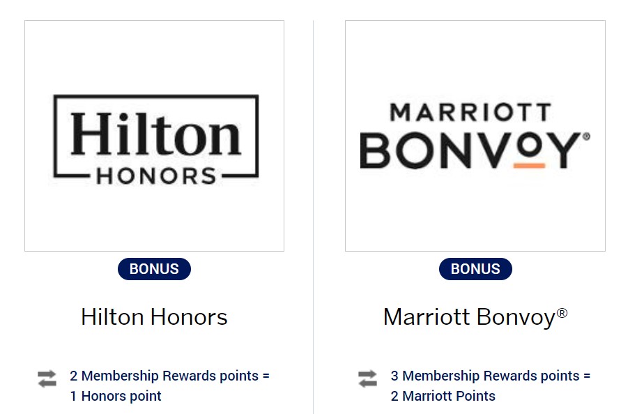 American Express transfers to Hilton Honors and Marriott Bonvoy