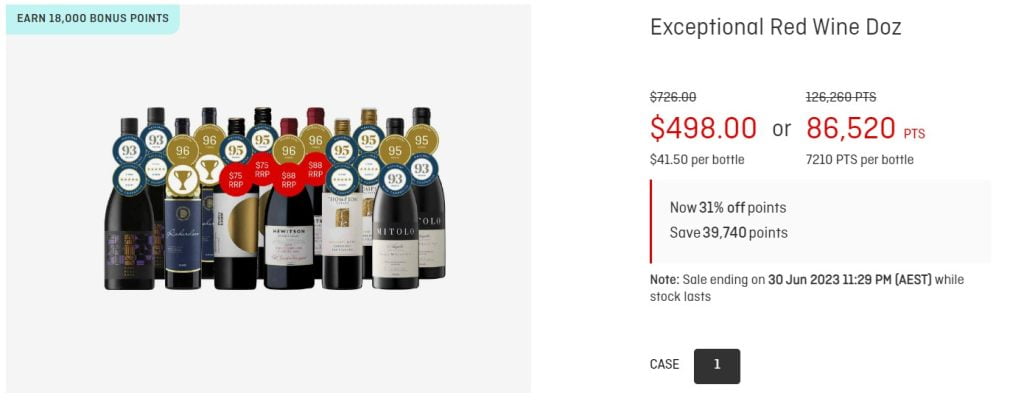 Qantas Wine bonus points offer