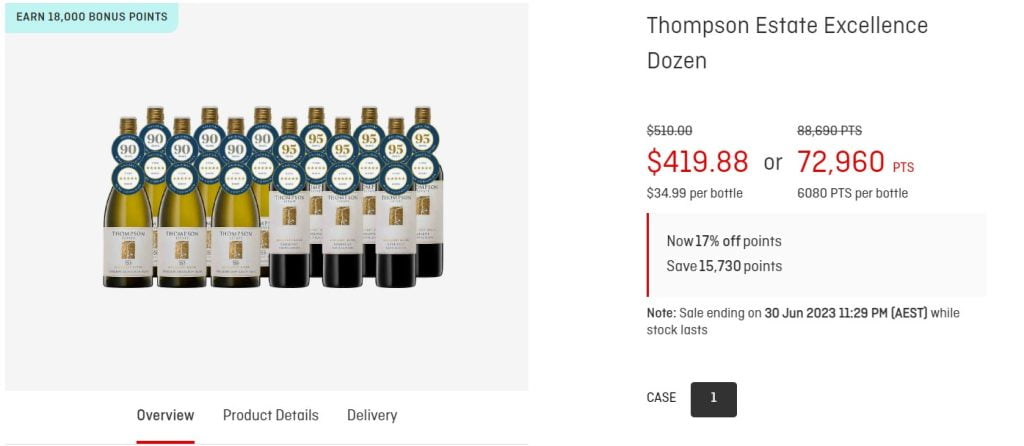 Qantas Wine bonus points offer