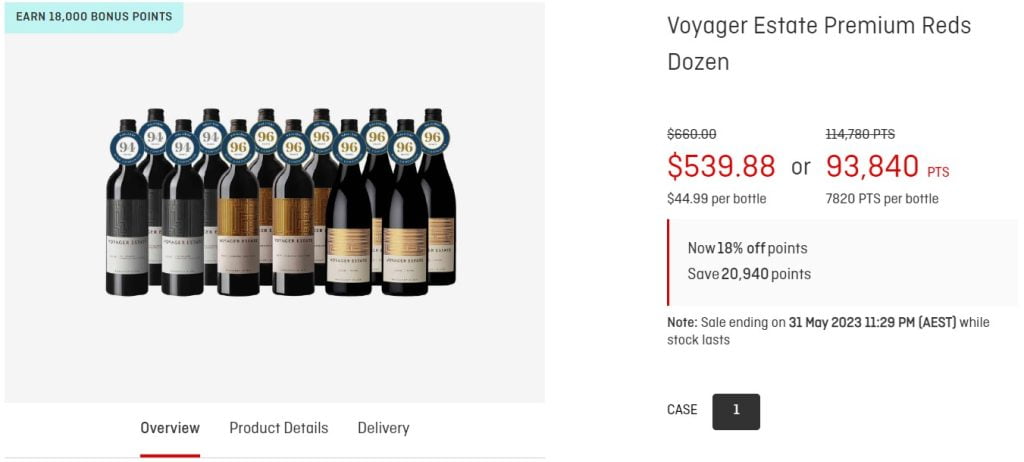 Qantas Wine bonus points offer