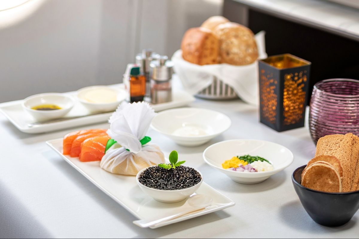 Qatar airways business caviar service