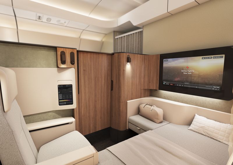 hJNEnbRD | The Champagne Mile Qantas Project Sunrise first class seat