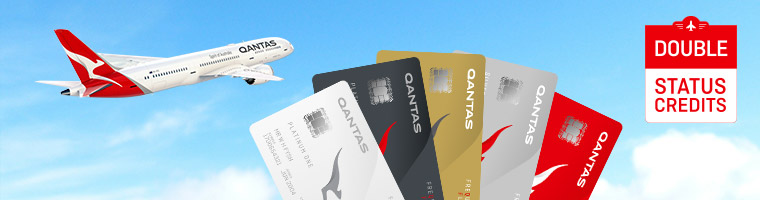 Qantas double status credits montage of cards