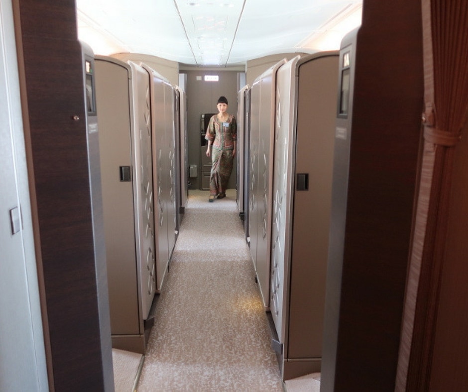 New Singapore Airlines A380 first class suite cabin corridor